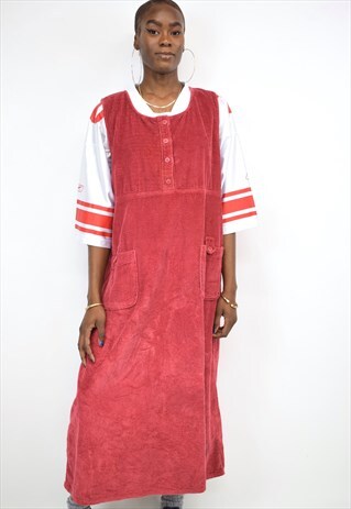 VINTAGE 90S RED CORDUROY DRESS