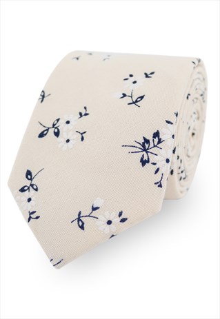 CREAM COTTON FLORAL WEDDING TIE