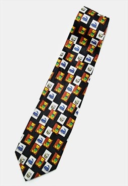 Vintage necktie multi coloured printed Teddy bears & cars