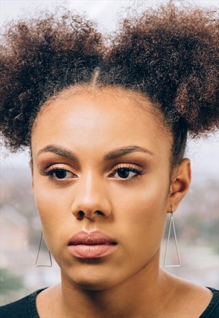 SILVER PLATED TRIANGLE DROP HOOPS