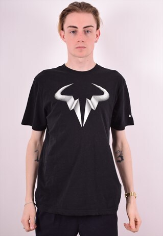 NIKE MENS VINTAGE T-SHIRT TOP MEDIUM BLACK 90S