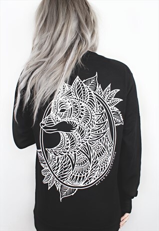 FOX MANDALA BLACK SWEATER