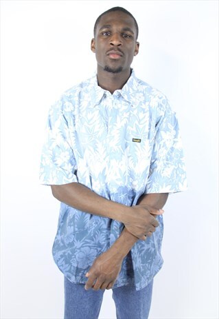 VINTAGE WRANGLER PATTERNED BLUE SHIRT