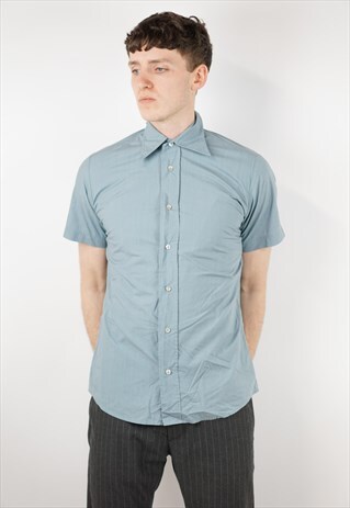 VINTAGE HUGO BOSS PRINTED BLUE SHIRT