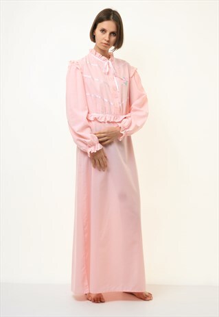 BABYDOLL BOHO BOHEMIAN STYLE PINK FLORAL LONG DRESS 4167