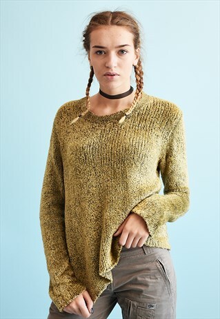 Y2K RETRO NEUTRAL FLUFFY TEEN KNIT JUMPER