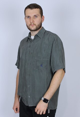 CALVIN KLEIN METALLIC NYLON SHIRT MEN RARE