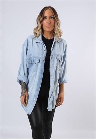 DENIM PLAIN SHIRT OVERSIZED FITTED UK 14 - 16 (BFI)