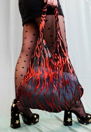 RED AND BLACK ZEBRA BEACH BAG