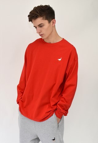 G&G UNISEX RED L/S CUFFED GOOSE TEE