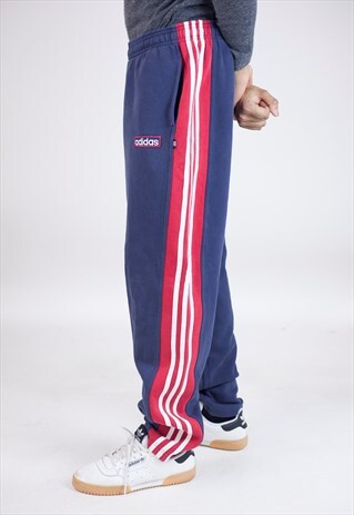 VINTAGE 90S ADIDAS NAVY/RED TRACKSUIT BOTTOMS