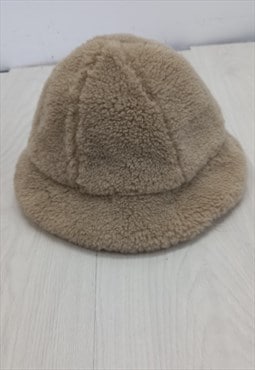 Stand Studio Faux Fur Bucket Hat Beige