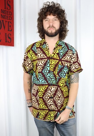 VINTAGE CRAZY PATTERN OVERSIZED SHORT SLEEVED SHIRT