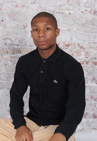 VINTAGE LACOSTE LONG SLEEVE LOGO POLO SHIRT BACK