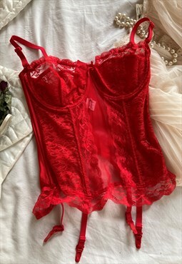 Lace Corset Bustier Top in Red