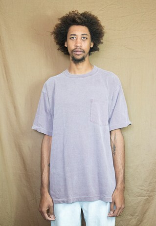 90S PIGMENT DYED WASHED OUT PURPLE SHORT SLEEVE TEE LARGE