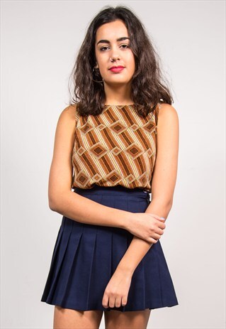 90'S VINTAGE BROWN PATTERNED GLITTER TOP