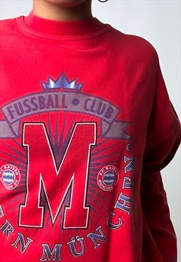 Red 90s Bayern Munich Print Sweatshirt