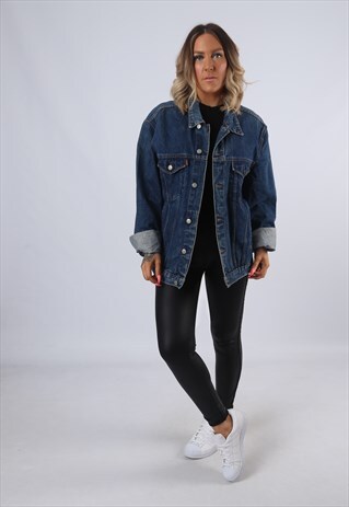 DENIM JACKET OVERSIZED FITTED VINTAGE UK 18 (EA4Q)