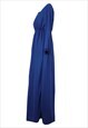 VINTAGE MAXI DRESS 80S MOD BOHO HIPPIE BLUE LONG SLEEVE