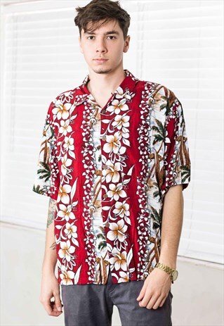 VINTAGE FLORAL DESIGN HAWAIIAN SHIRT 90S L 8.1