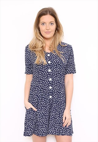 VINTAGE 90S NAVY FLORAL PRINT PLAYSUIT