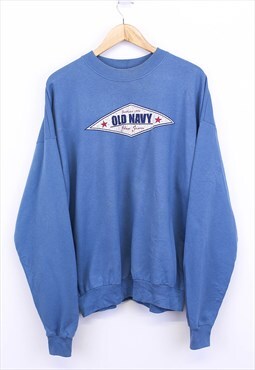 Vintage Old Navy Sweatshirt Blue Pullover Crewneck With Logo