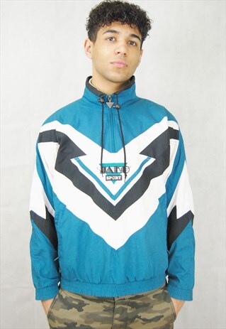 CRAZY AZTEC PRINT WINDBREAKER/SHELL/TRACK JACKET (1990'S)