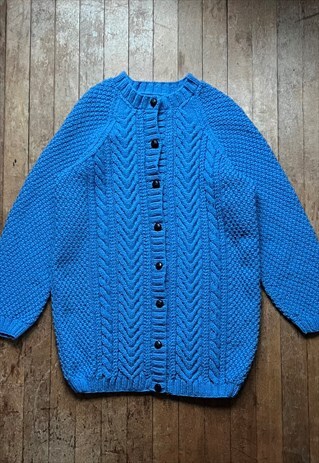 BLUE CABLE KNITTED CARDIGAN 