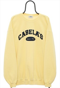Vintage Cabelas Spellout Yellow Sweatshirt Womens