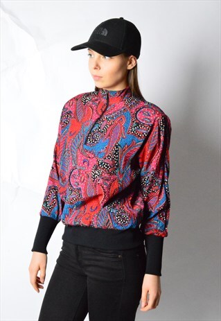 VINTAGE 90S COLOURFUL PAISLEY 1/2 ZIPPER LIGHTWEIGHT BLOUSE
