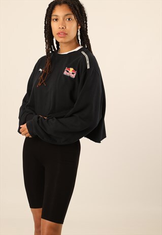 VINTAGE PUMA EMBROIDERED REDBULL CROPPED SWEATSHIRT