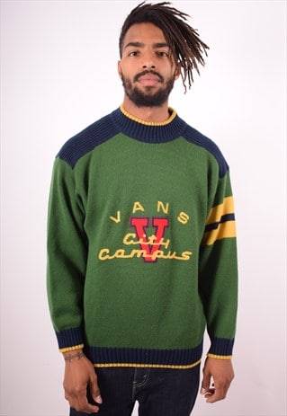 VANS MENS VINTAGE JUMPER SWEATER MEDIUM GREEN 90S