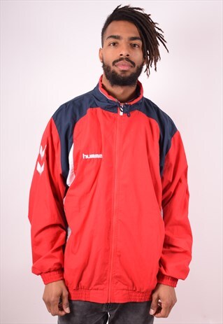 HUMMEL MENS VINTAGE TRACKSUIT TOP JACKET XL RED 90S