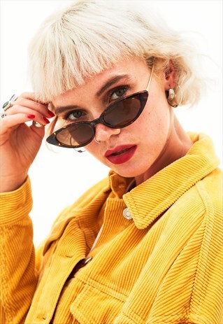 SARA - TORTOISESHELL SKINNY CAT EYE SUNGLASSES
