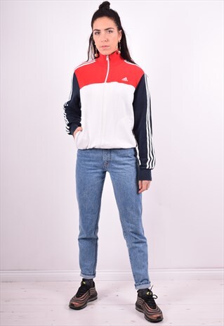ADIDAS WOMENS VINTAGE TRACKSUIT TOP JACKET MEDIUM MULTI 90'S