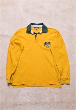 Australia Yellow Embroidered Rugby Polo Top