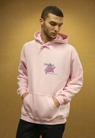 OVERSIZED PINK HOODIE WITH COLOURFUL 90S GEOMETRIC DESIGN