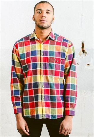 VINTAGE BOLD PLAID FLANNEL SHIRT