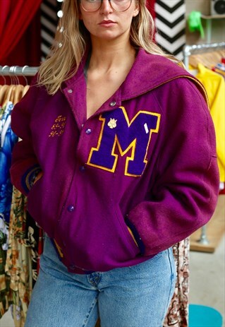 1980S AMERICAN COLLEGE VARSITY BOMBER JACKET