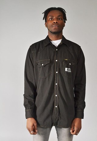 VINTAGE LEE DEXIA BANK DENIM SHIRT BLACK