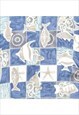 VINTAGE FISH PRINT BLUE & CREAM HAWAIIAN SHIRT - L