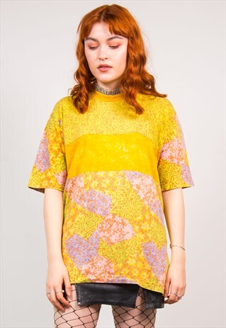 VINTAGE 90'S KAPPA MULTICOLOUR ABSTRACT PATTERN T-SHIRT