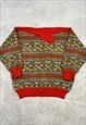 VINTAGE KNITTED JUMPER ABSTRACT PATTERNED KNIT SWEATER