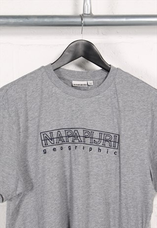 Vintage Napapijri T-Shirt in Grey Crewneck Lounge Tee Medium
