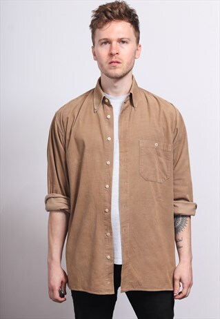 VINTAGE CORDUROY CORD SHIRT BROWN