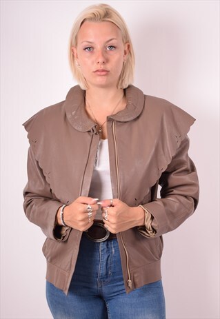 WOMENS VINTAGE JACKET MEDIUM BROWN 90S