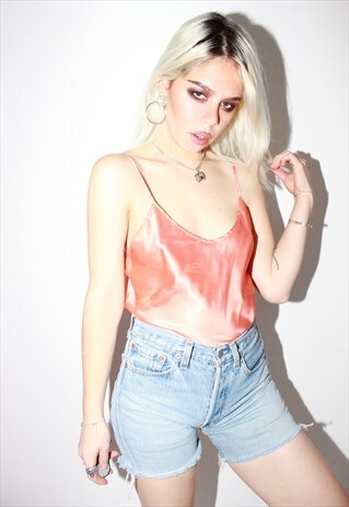 VINTAGE 90S ORANGE/PEACH SATIN CAMI SLIP TOP