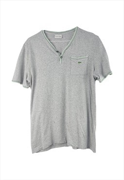 Vintage Lacoste V-Neck T-Shirt in Grey S