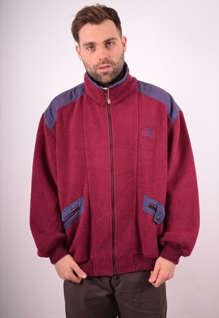 MENS VINTAGE FLEECE JACKET XXL MAROON 90S